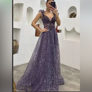 Purple glitter tulle dress